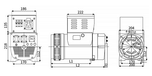 Генератор EPG7.0T 7,0 кВа, 3 ф (230/400В), J609B (c.25,4)